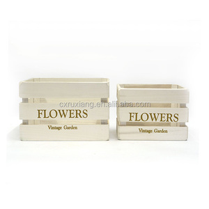 Scatola per Fiori in Legno Bianco Stile <span class=keywords><strong>Nautico</strong></span> Vintage, Forma Quadrata con Logo - Product Image 2
