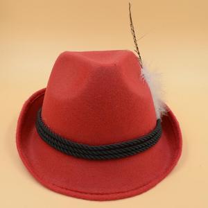 MH-3029 Cổ Điển Trang Phục Truyền Thống Cổ Điển Của Đức Oktoberfest Bavaria Alpine Hunter Cảm Thấy Mũ Fedora Màu Đỏ - Product Image 2