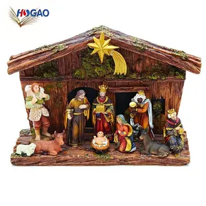 China fabrik direkt verkauf OEM geschenk souvenirs heiligen familie polyresin figuren set weihnachten krippe set für verkauf