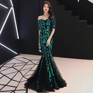 16036 # Nuovi Abiti da Sera con Paillettes Stile Sirena 2019, Abiti Formali Arabi da Cerimonia, Vestiti in Pizzo per Concorsi di Bellezza - Product Image 4