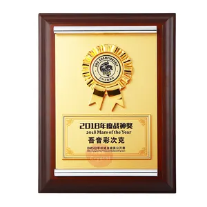 Wholesale Popular MDF Wood Trophy Award Shield Stand For Certificate Of Authorization Wooden Plaque