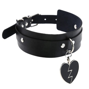Collar de cuero PU estilo Harajuku con colgante de corazón rotto, estilo gótico, punk <span class=keywords><strong>rock</strong></span>, sexy. - Product Image 3