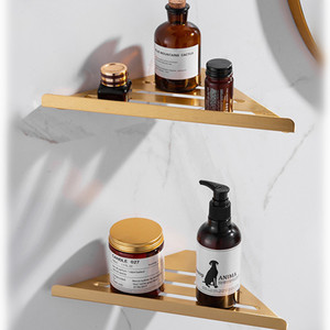 <span class=keywords><strong>Mensola</strong></span> Angolare per <span class=keywords><strong>Doccia</strong></span> a Due Ripiani a Forma di Triangolo Montata a Parete in Oro Spazzolato - Product Image 2