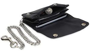 <span class=keywords><strong>Portefeuille</strong></span> à trois plis pour hommes, anti-RFID, Vintage, Long Style, en cuir de vache, Grain supérieur, chaîne en acier - Product Image 6