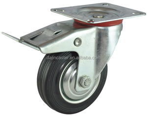 3 "<span class=keywords><strong>4</strong></span>" 5 "6" 8 "10" giratoria/rígida/freno de goma negro industrial <span class=keywords><strong>rueda</strong></span> giratoria - Product Image 1