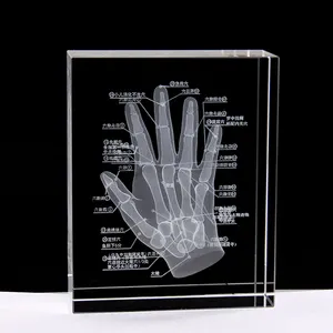 3D Crystal laser cube palm chinese medicine acupoint acupuncture map model medical teaching equipment for friends boys gift
