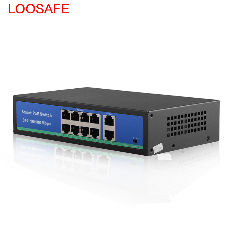 разъёмы PoE коммутатор 10/100 Мбит/с POE коммутатор 48 В в мощность Ethernet для IP камера сетевой коммутатор 8 порты разъёмы