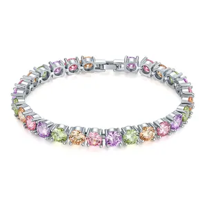 Monili delle donne Di Lusso Classico Design AAA + Tondo 0.5 Carati Zircone Cubico Braccialetto Bracciale Tennis