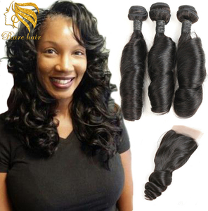 Al por mayor pelos brasileños paquetes 2 paquetes para afroamericano, Virgen del pelo humano con el encierro del cordón - Product Image 1