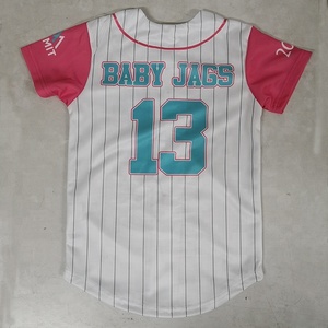 Embroidery women hot pink baseball jersey - Product Image 2