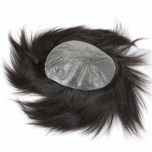 Brasileña Super delgada piel PU peluquín hombres de cabello humano - Product Image 3
