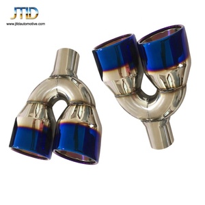 Embout d'échappement universel double 3 "à double paroi et angle décalé avec flamme bleue - Product Image 3