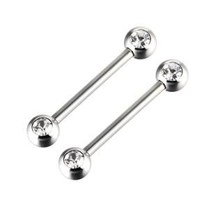 <span class=keywords><strong>Double</strong></span> <span class=keywords><strong>Piercing</strong></span> chirurgical pour mamelon, 2 pièces de bijoux en acier CZ, cloche droite - Product Image 2