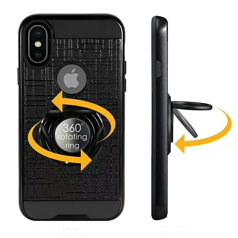 A prueba de golpes a prueba cubierta posterior del teléfono móvil para iPhone XR caso duro de la pc con anillo de uso del coche magnética soporte caso