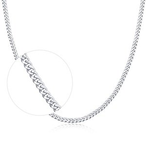 L08 Pure silver 925 plata hot sale fashionable white gold large curb cuban link chain Horsewhip necklace for women miss jewelry