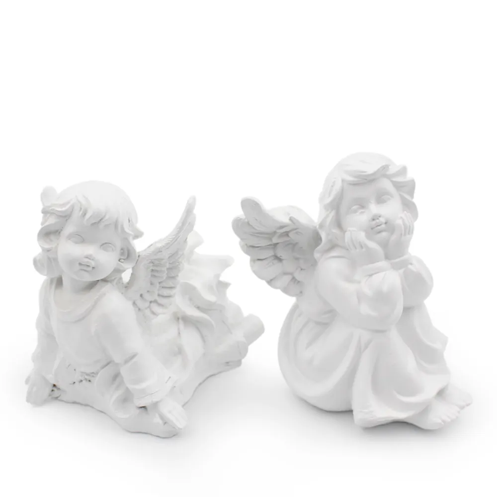 Üreticileri sıcak satış oturan kız güzel süs reçine melek peri heykelcik