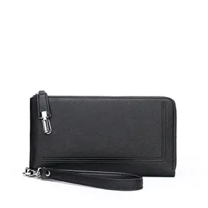 2019 trend new men's simple long wallet lock zipper multi-card large capacity fashion casual tide men's clear clutch bag for men