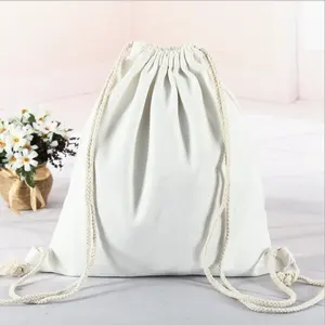 도매 맞춤형 환경 보호 체육관 화장품 신발 옷 코튼 비 짠 린넨 캔버스 drawstring 가방