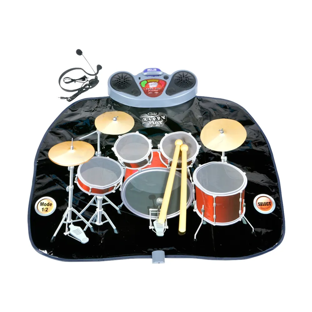 Electronic Drum Set Playmat Includes Drumsticks and Headphone Microphone Excellent Party Favor and Gift Idea for Children Ages 3
