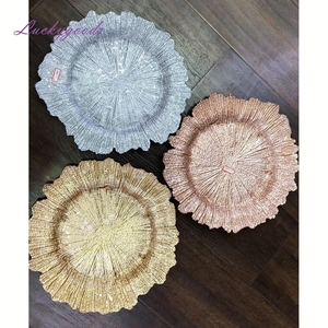 Assiettes de mariage de restaurant bon marché rondes en tournesol rime or rose blanc - Product Image 5