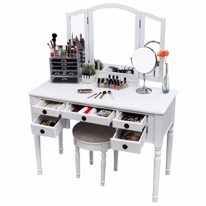 Maquillage <span class=keywords><strong>Dressing</strong></span> Coiffeuse Miroir Tiroir De <span class=keywords><strong>Bureau</strong></span> <span class=keywords><strong>Chambre</strong></span> De Stockage Tabouret Commode - Product Image 3