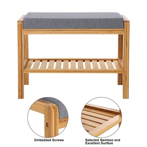 100% Natural de bambú de <span class=keywords><strong>madera</strong></span> zapatos al aire libre zapatos de Rack banco con asiento - Product Image 3