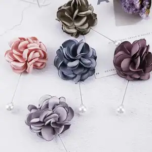 Produttori di cina Mens Risvolto Del Fiore della Rosa Fiori Fatti A Mano Fiore All'occhiello Bastone Spilla Pin del risvolto