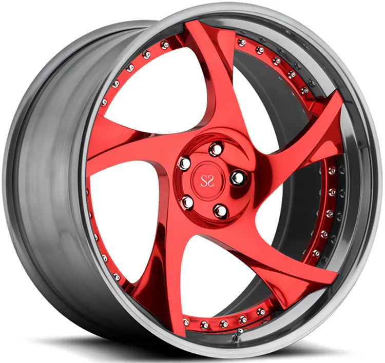 20 pulgadas personalizado rojo con 2 piezas de forjado llanta de la rueda del coche fabrica en china