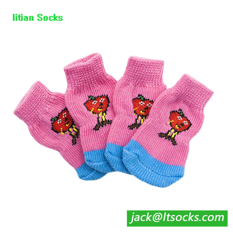 Хлопковые вязаные носки для домашних животных жаккардовые носки, тяговые носки для собак