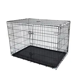 42'' USA Warehouse In Stock Wholesale Modern Indoor Commercial Metal Iron Dog Kennels Cages / Plastic Tray Pet Dog Cage Crate