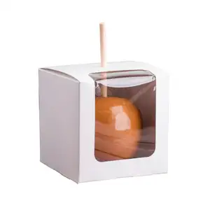 Boîte d'emballage en papier présentoir pour cake pops bonbons pomme avec fenêtre et trou en haut