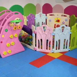 baby slide with ball pool and basketball hoop for kids