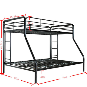 Amostra grátis Twin Over Full Futon Black Metal fundo duplo beliche com duplo no fundo - Product Image 2