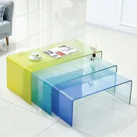 Tavolini da salotto moderni in vetro curvo temperato temperato quadrato di lusso