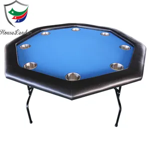 Premium 48 inch Reinforced Metal Legs Stainless Steel Cup Holders Octagonal Poker Table