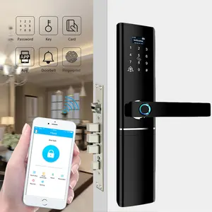 2019 Rumah Hotel Apartemen Pengunci Pintu Biometrik Cerdas Sidik Jari dengan Wifi TTlock App untuk Pintu Keamanan