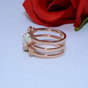 Mejor venta de moda 925 de plata de oro rosa místico anillo de ópalo para dama - Product Image 4