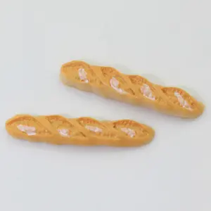Pão Francês longo Baguette Pão Charme Jóias Resina Comida Em Miniatura Para Slime Brinquedo