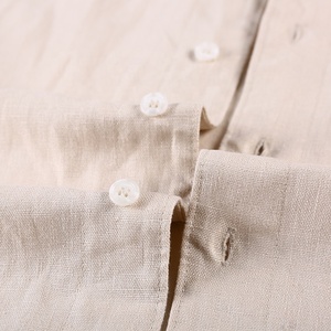 Khaki 100% di <span class=keywords><strong>Lino</strong></span> Confortevole Manica Lunga Personalizzata All'ingrosso di Grandi Dimensioni Degli Uomini Della <span class=keywords><strong>Camicia</strong></span> di Flanella - Product Image 5