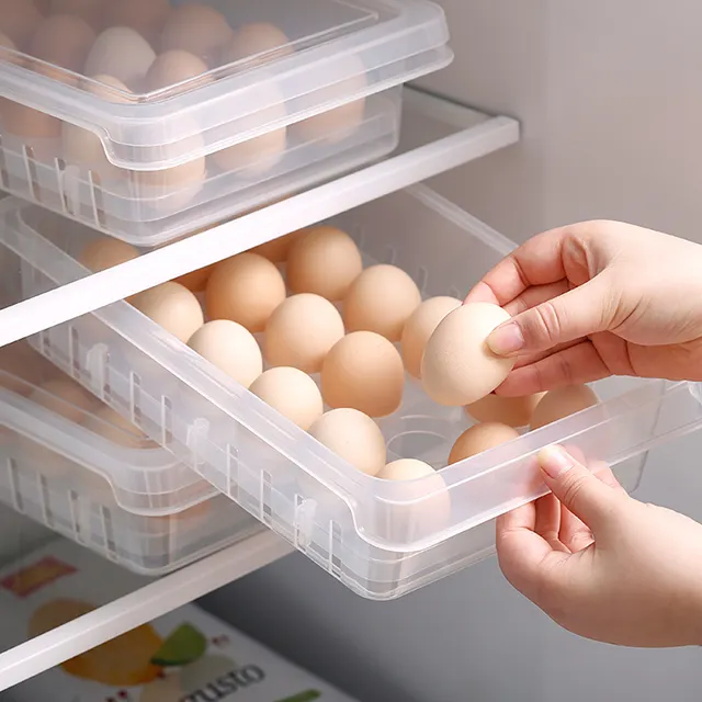 SHIMOYAMA Stackable Plastic Refrigerator Egg Storage Box 18 Eggs Holder Food Storage Container With A Lid