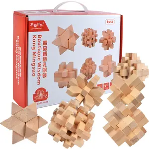 3D Holz Puzzles Classic Cube Brain Teaser Set von 6 alten China Kongming Luban Lock Lernspiel zeug Geschenk für Kinder