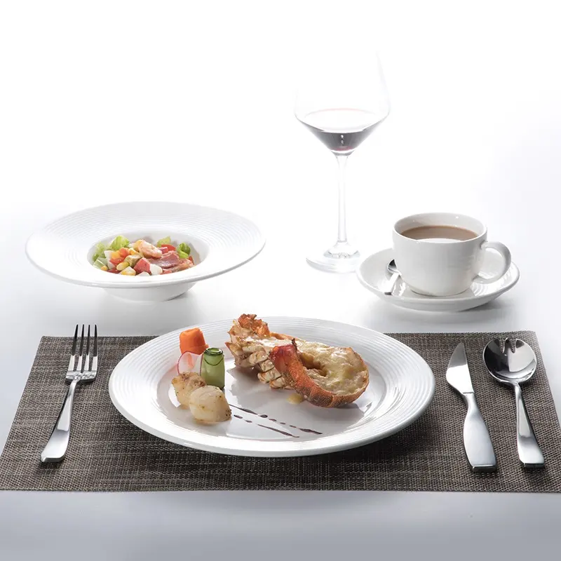 Dependable Supplier Fine Elegant White Porcelain Tableware, Used Restaurant Dinnerware, Banquet Hall Crockery Dinnerware Sets*