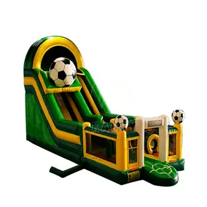 Inflatable double lane slide football slide jumper combo ,commercial inflatable wet dry slide ,inflatable slide obstacle games