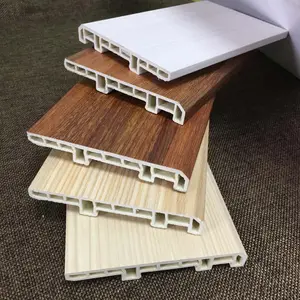 100MM x 12MM लकड़ी अनाज मंजिल डब्ल्यूपीसी पीवीसी झालर बोर्ड Baseboard