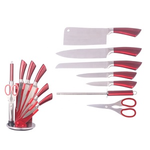 Lot de 8 couteaux de cuisine en acier inoxydable avec manche creux rouge et bloc en acrylique pour la <span class=keywords><strong>Suisse</strong></span> - Product Image 3