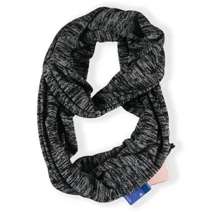 Хорошее качество мягкая мода молния Бесконечность шарф для женщин обувь для девочек зимние теплые Черный Карманный шарф