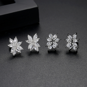 LUOTEEMI Luxury Design Tiny CZ <strong>Pretty</strong> Zirconia <strong>Earrings</strong> for Women Big Flower CZ Stud <strong>Earring</strong> - Product Image 5