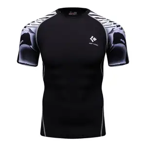 Camicia sportiva da uomo mezza manica con Logo personalizzato MMA Rash Guard maglietta da uomo BJJ Wear da allenamento ad asciugatura rapida