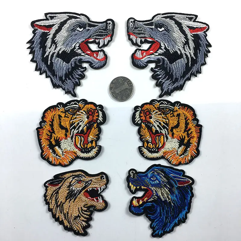 Personalized clothing jacket DIY animal tiger head wolf head design custom embroidery patch