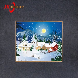 Di vendita caldo bella fuochi d'artificio e inverno nevicata paesaggio della tela di canapa pittura - Product Image 4